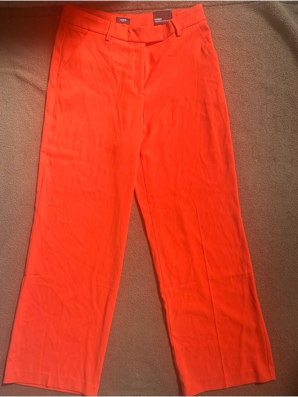 Express Editor Wide-Leg Makes Mid-Rise Trousers in Bright Orange